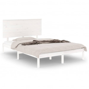 Estructura de cama de madera de pino maciza blanca 140x200 cm H