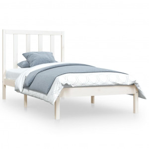 Estructura de cama madera maciza individual blanco 75x190 cm H