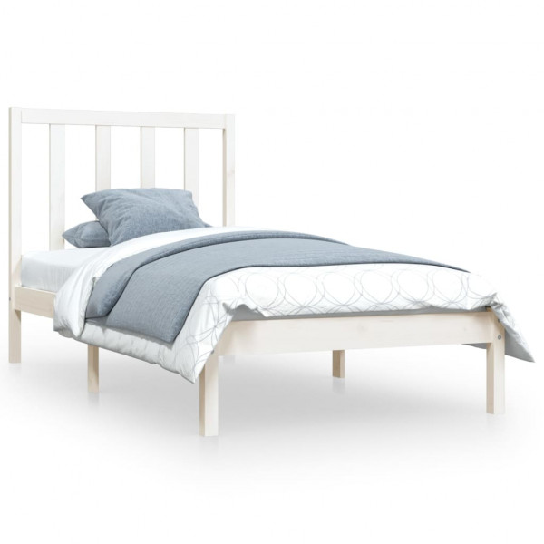 Estructura de cama madera maciza individual blanco 75x190 cm M 2