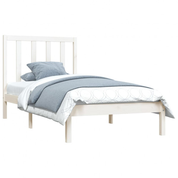Estructura de cama madera maciza individual blanco 75x190 cm M 3