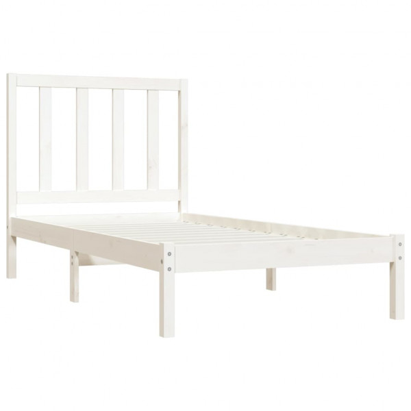 Estructura de cama madera maciza individual blanco 75x190 cm M 4