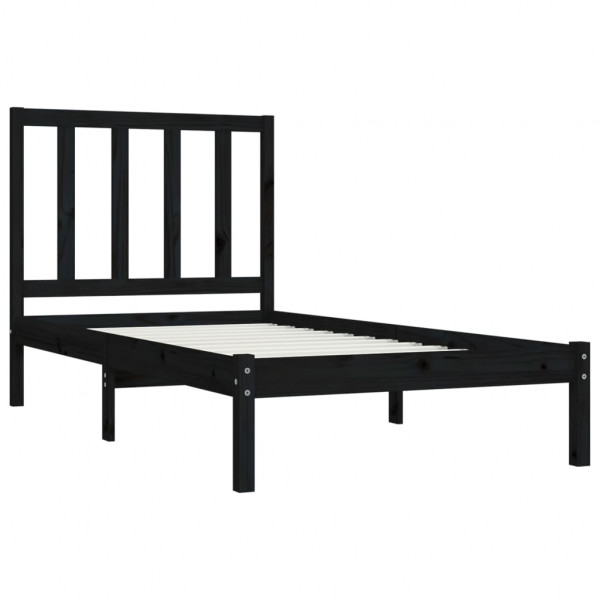 Estructura cama madera maciza pino individual negra 75x190 cm M 4