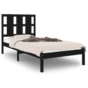 Estrutura cama pequena solteiro 75x190 cm madeira maciça preto H