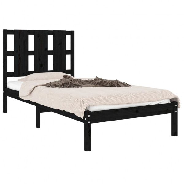 Estrutura cama pequena solteiro 75x190 cm madeira maciça preto M 3
