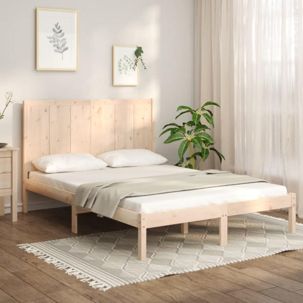 Estructura de cama madera maciza de pino 140x190 cm D
