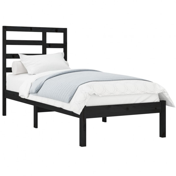 Estrutura cama pequena solteiro 75x190 cm madeira maciça preto M 3