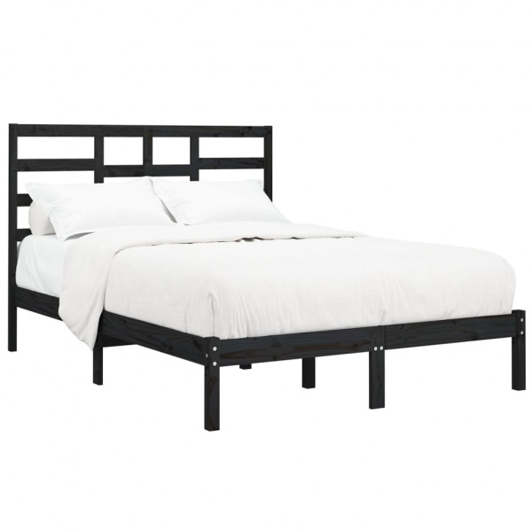 Estructura de cama de madera maciza negra 140x190 cm M 3