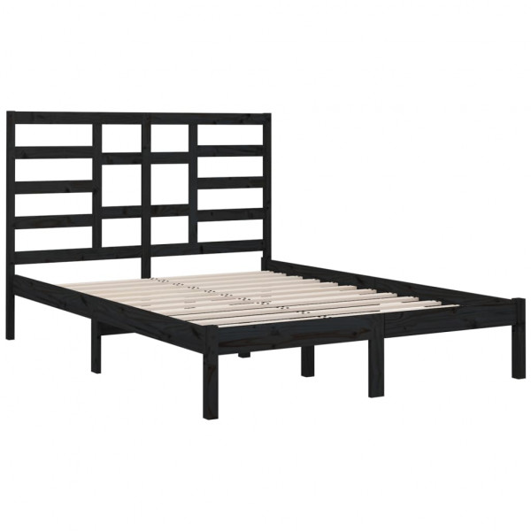 Estrutura de cama 140x190 cm madeira maciça preto M 4