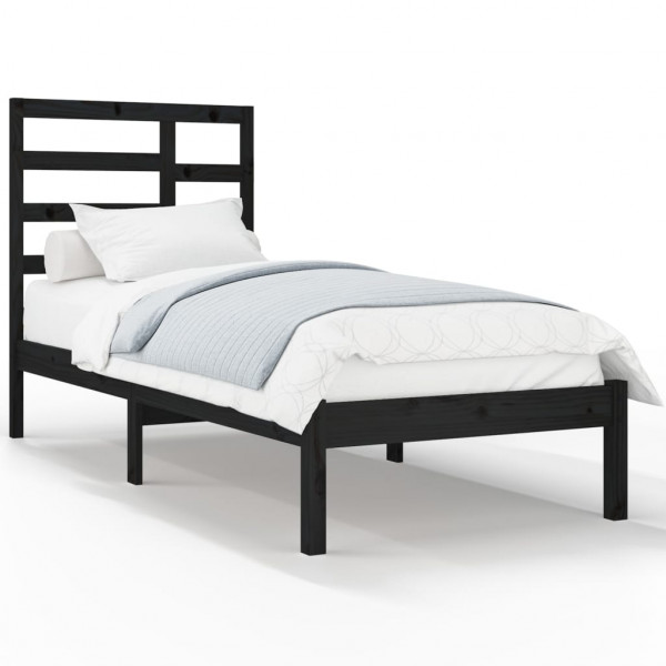 Estructura de cama madera maciza negro 100x200 cm M 2