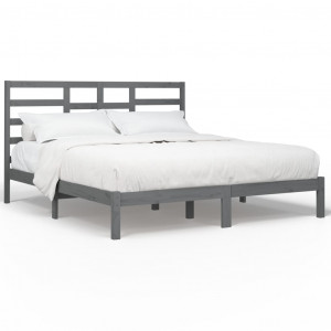 Estructura de cama de madera maciza de pino gris 200x200 cm H