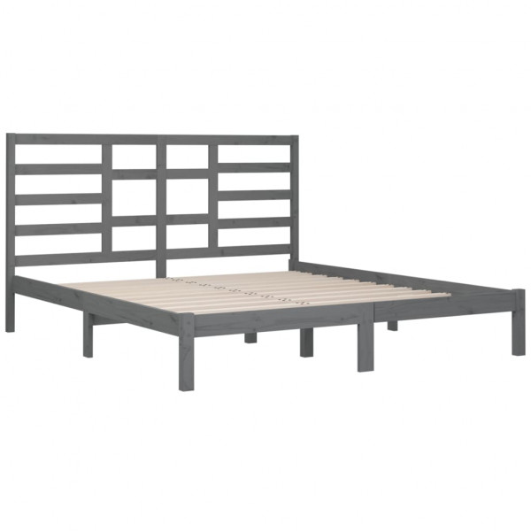 Estructura de cama de madera maciza de pino gris 200x200 cm M 4