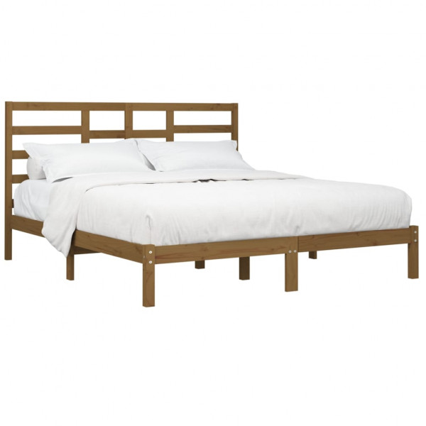 Estructura de cama madera maciza de pino marrón miel 200x200 cm M 3