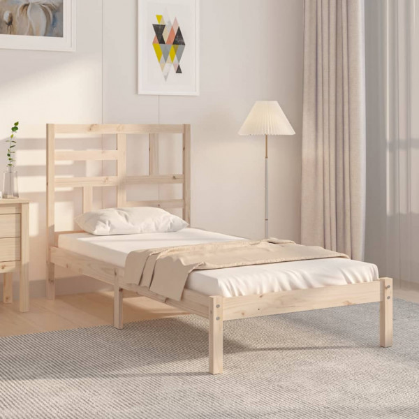 Estructura de cama madera maciza individual pequeña 75x190 cm D