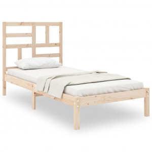 Estructura de cama madera maciza individual pequeña 75x190 cm H