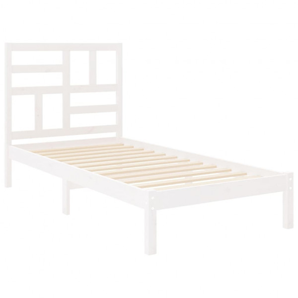 Estructura de cama madera maciza individual blanco 75x190 cm M 4