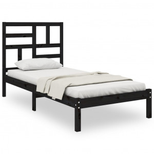 Estrutura cama pequena solteiro 75x190 cm madeira maciça preto H