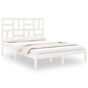 Estructura de cama de madera maciza blanca 140x190 cm H