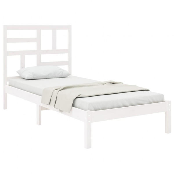 Estrutura de cama 100x200 cm madeira maciça branco M 3