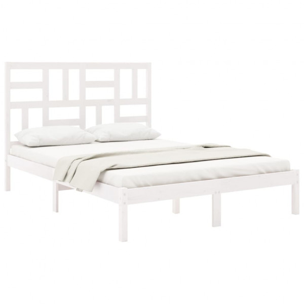 Estrutura de cama 120x200 cm madeira maciça branco M 3