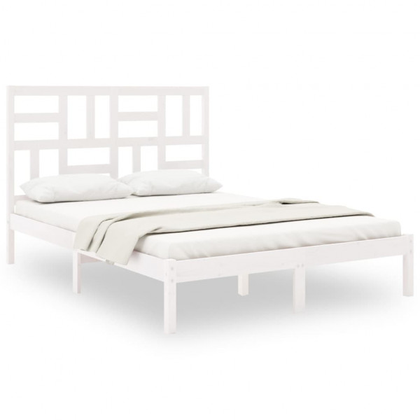 Estructura de cama de madera maciza blanca 140x200 cm M 2