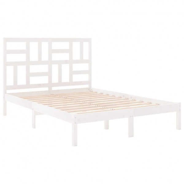 Estrutura de cama 140x200 cm madeira maciça branco M 4