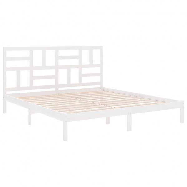 Estrutura de cama 200x200 cm madeira maciça branco M 4