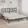 Estructura de cama de madera maciza de pino gris 200x200 cm 1