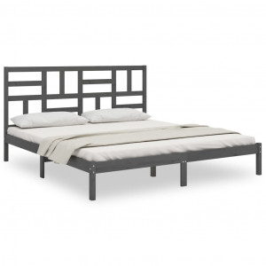 Estructura de cama de madera maciza de pino gris 200x200 cm H