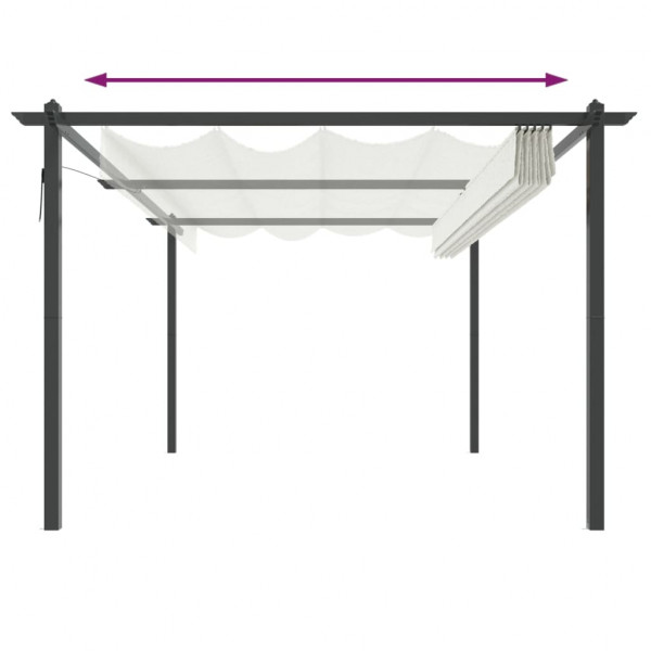 Gazebo de jardim com telhado retrátil 4x3 m cor creme M 5