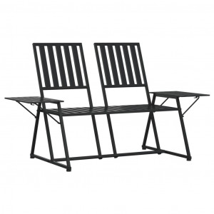 Banco de jardín de dos plazas 165 cm acero negro H