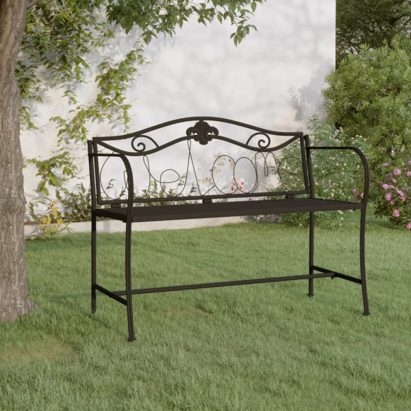 Banco de jardín de dos plazas 104 cm acero negro D