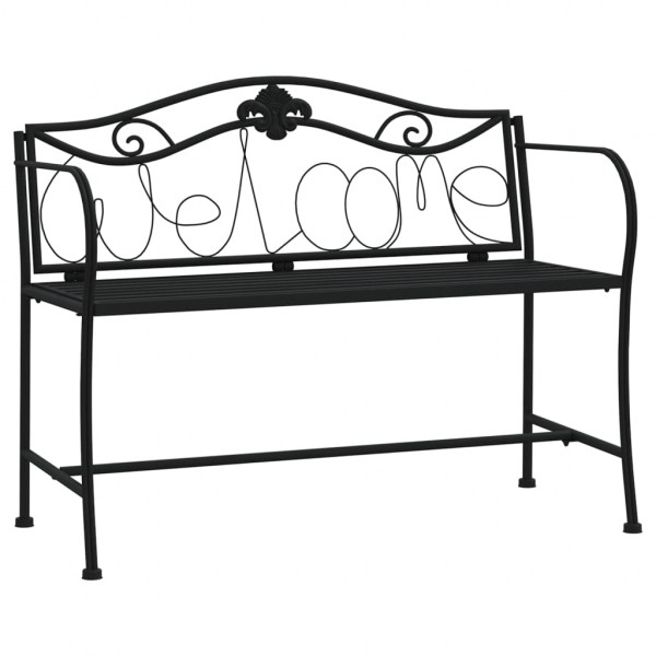 Banco de jardín de dos plazas 104 cm acero negro M 2