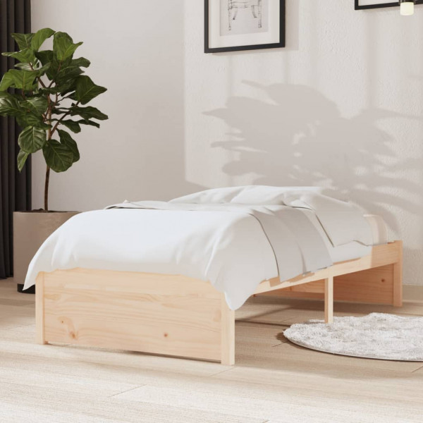 Estructura de cama individual madera maciza 75x190 cm D
