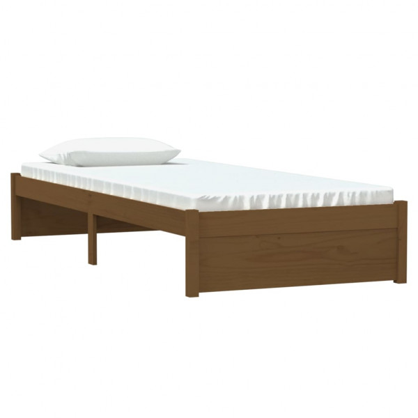 Estructura cama individual madera maciza marrón miel 75x190 cm M 3