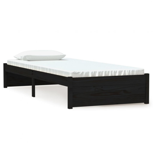 Estrutura cama pequena solteiro 75x190 cm madeira maciça preto M 2
