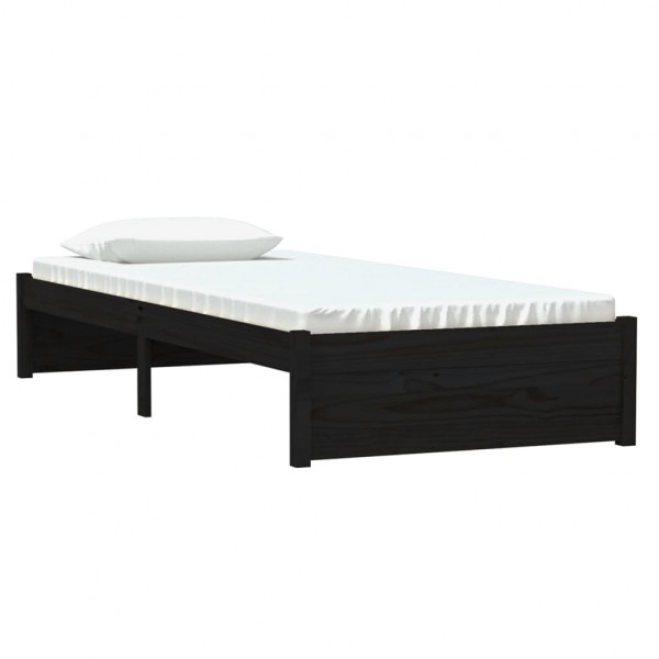 Estrutura cama pequena solteiro 75x190 cm madeira maciça preto M 3