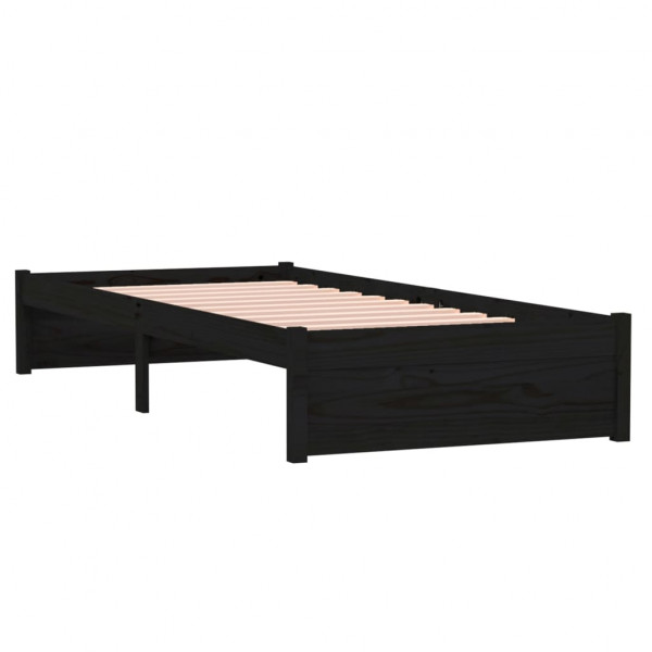 Estrutura cama pequena solteiro 75x190 cm madeira maciça preto M 4