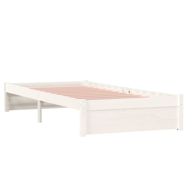 Estrutura de cama solteiro 90x190 cm madeira maciça branco M 4