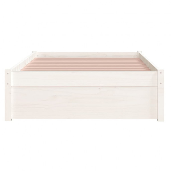 Estrutura de cama solteiro 90x190 cm madeira maciça branco M 5