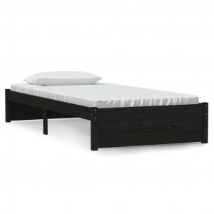 Estructura de cama individual madera maciza negra 90x190 cm H
