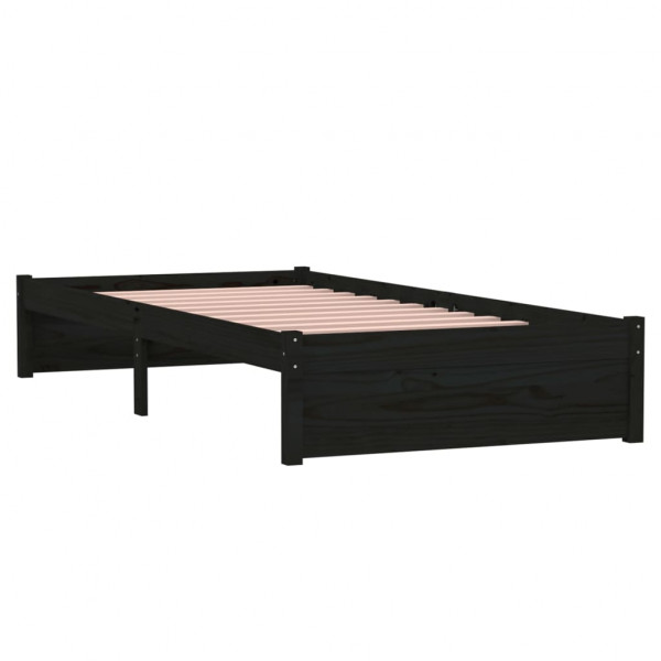 Estrutura de cama solteiro 90x190 cm madeira maciça preto M 4