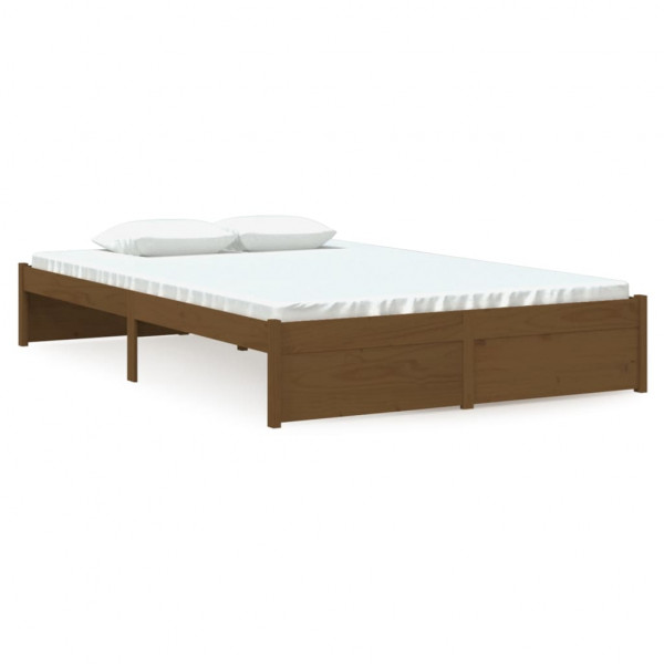 Estructura de cama doble madera maciza marrón miel 120x190 cm M 2