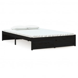 Estrutura cama pequena casal 120x190 cm pinho maciço preto H