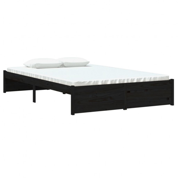 Estrutura cama pequena casal 120x190 cm pinho maciço preto M 3
