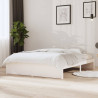 Estrutura de cama casal 135x190 cm madeira maciça branco 1