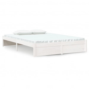 Estrutura de cama casal 135x190 cm madeira maciça branco H