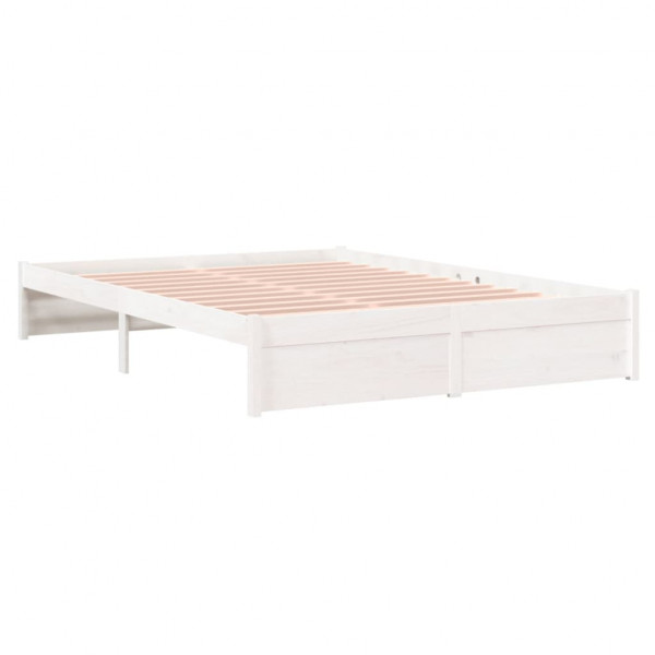 Estrutura de cama casal 135x190 cm madeira maciça branco M 4