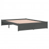 Estrutura de cama casal 135x190 cm madeira maciça cinzento 4