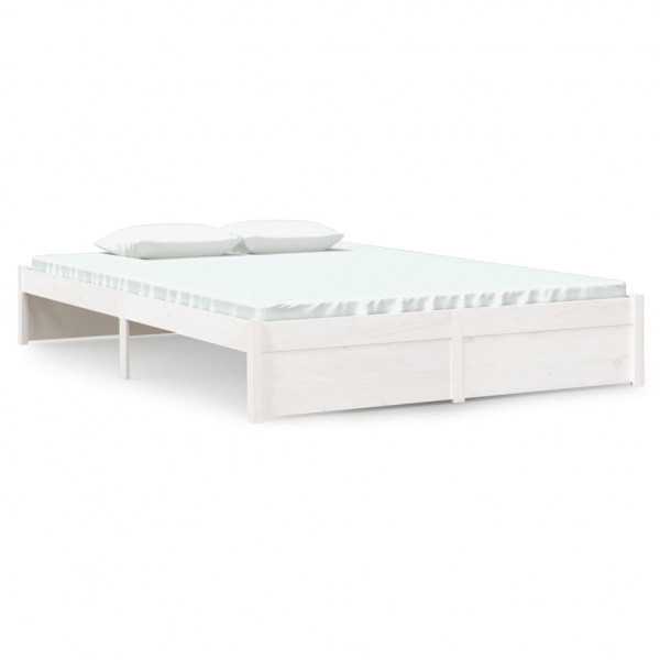 Estructura de cama de madera maciza blanca 140x190 cm M 2