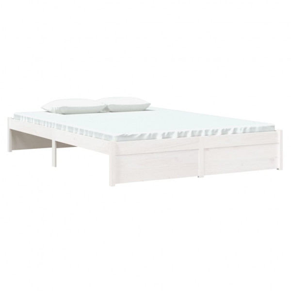 Estrutura de cama 140x190 cm madeira maciça branco M 3